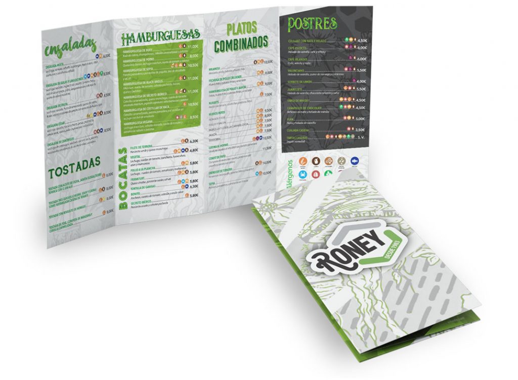 Diseño Gráfico Páginas Web Navarra.Carta restaurantes Roney Burlada